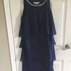 Navy sleeveless tiered dress Size 16